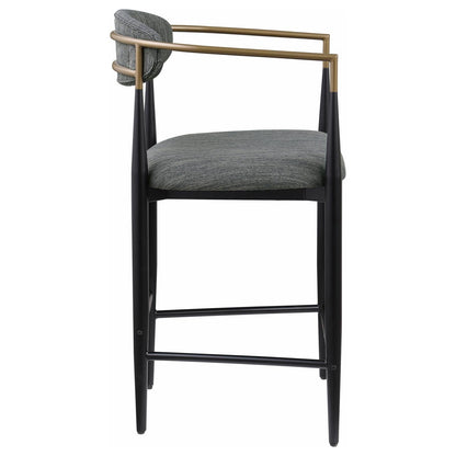 Tina Metal Counter Height Bar Stool with Upholstered Back and Seat Dark Grey (Set of 2) - 121186 - Bien Home Furniture &amp; Electronics