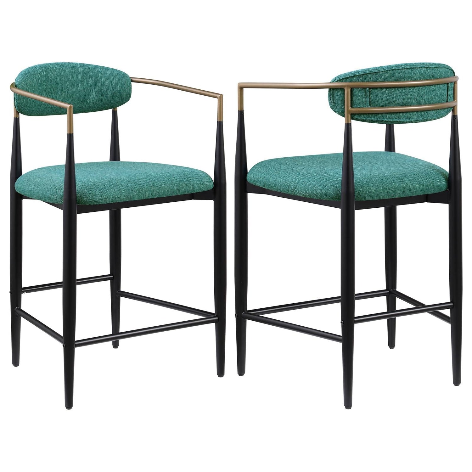 Tina Metal Counter Height Bar Stool with Upholstered Back and Seat Green (Set of 2) - 121185 - Bien Home Furniture &amp; Electronics