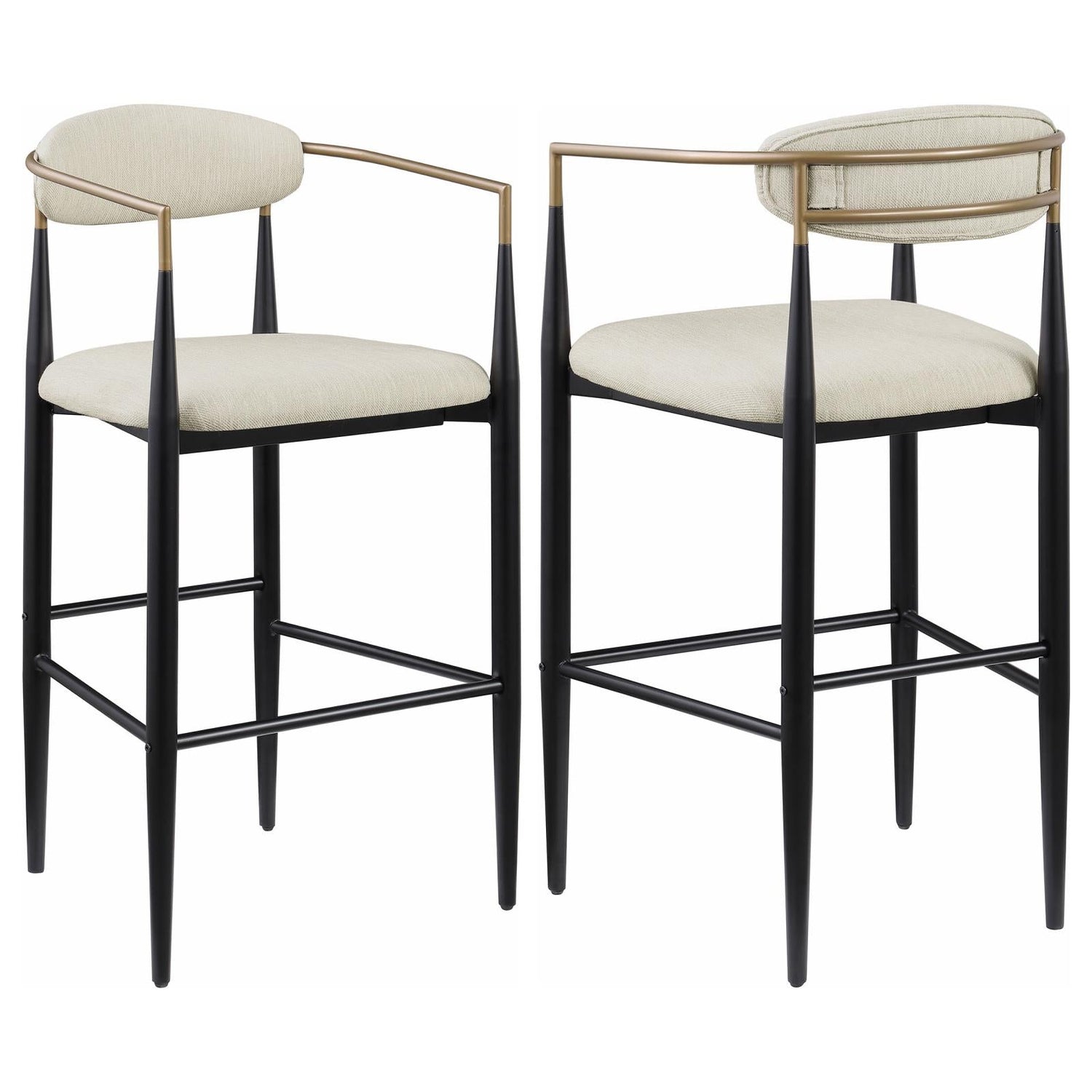 Tina Metal Pub Height Bar Stool with Upholstered Back and Seat Beige (Set of 2) - 121187 - Bien Home Furniture &amp; Electronics