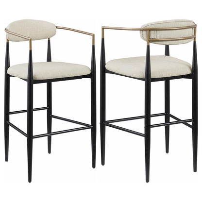 Tina Metal Pub Height Bar Stool with Upholstered Back and Seat Beige (Set of 2) - 121187 - Bien Home Furniture &amp; Electronics