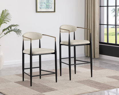Tina Metal Pub Height Bar Stool with Upholstered Back and Seat Beige (Set of 2) - 121187 - Bien Home Furniture &amp; Electronics