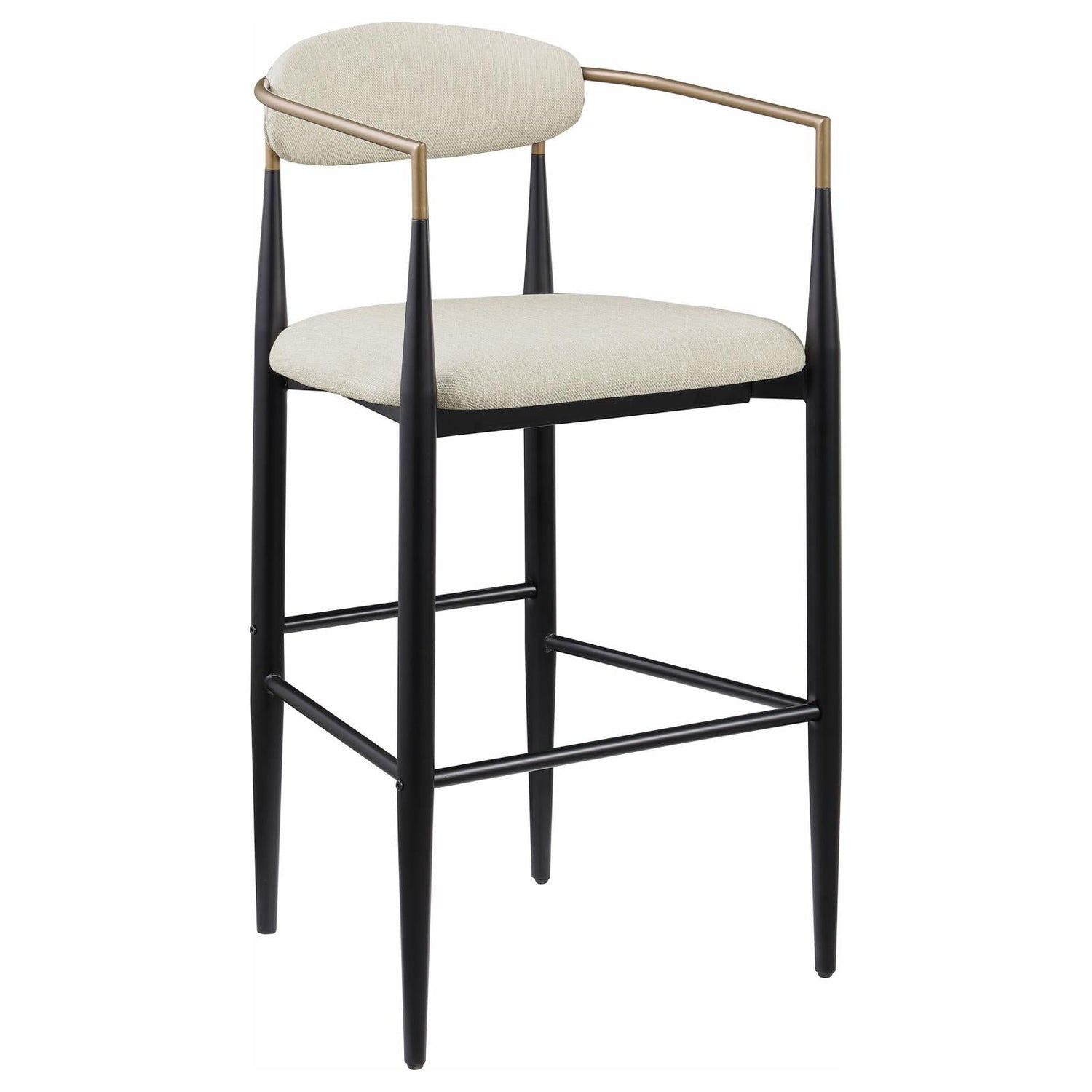 Tina Metal Pub Height Bar Stool with Upholstered Back and Seat Beige (Set of 2) - 121187 - Bien Home Furniture &amp; Electronics