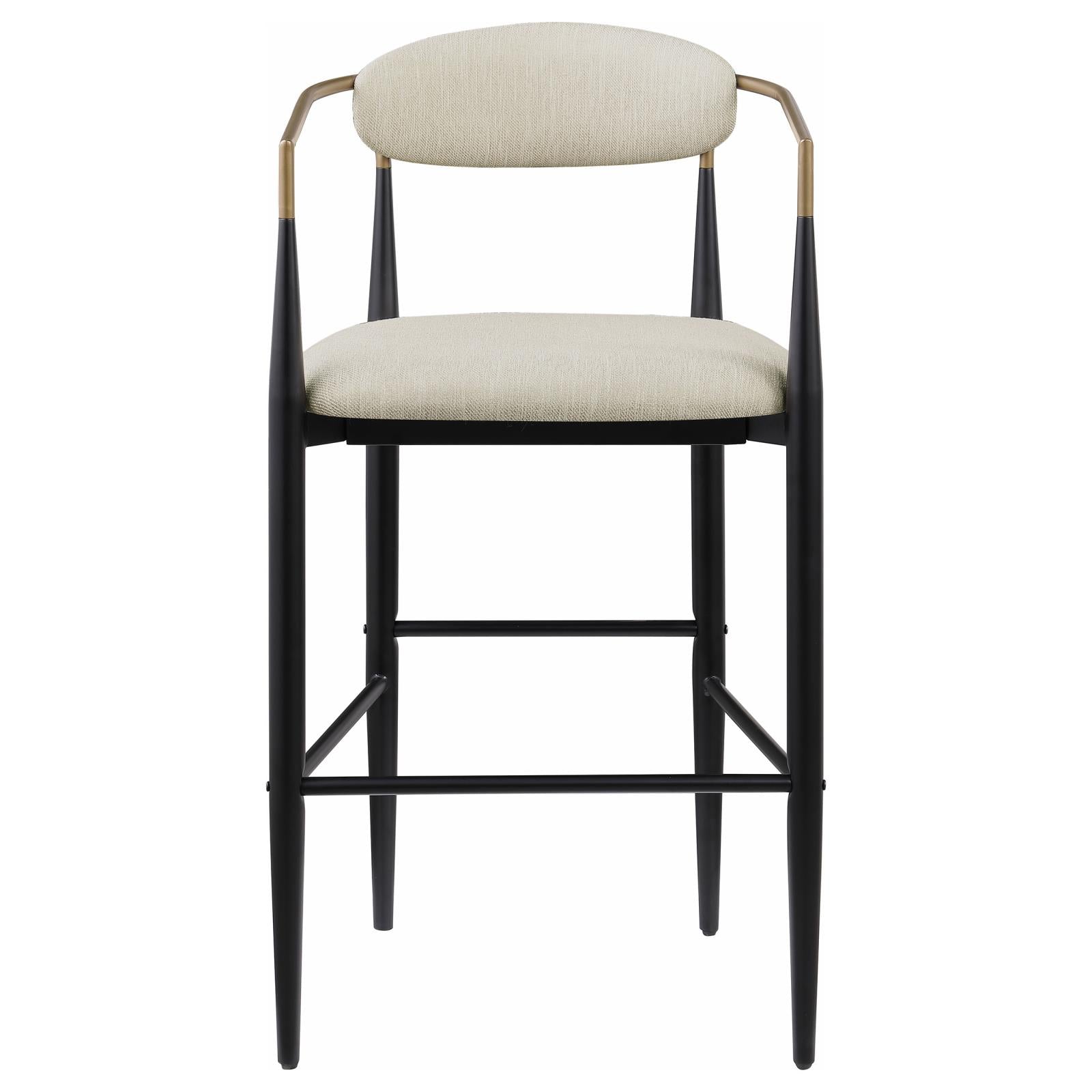 Tina Metal Pub Height Bar Stool with Upholstered Back and Seat Beige (Set of 2) - 121187 - Bien Home Furniture &amp; Electronics
