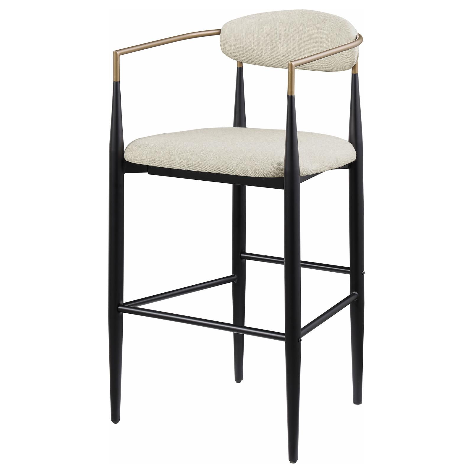 Tina Metal Pub Height Bar Stool with Upholstered Back and Seat Beige (Set of 2) - 121187 - Bien Home Furniture &amp; Electronics