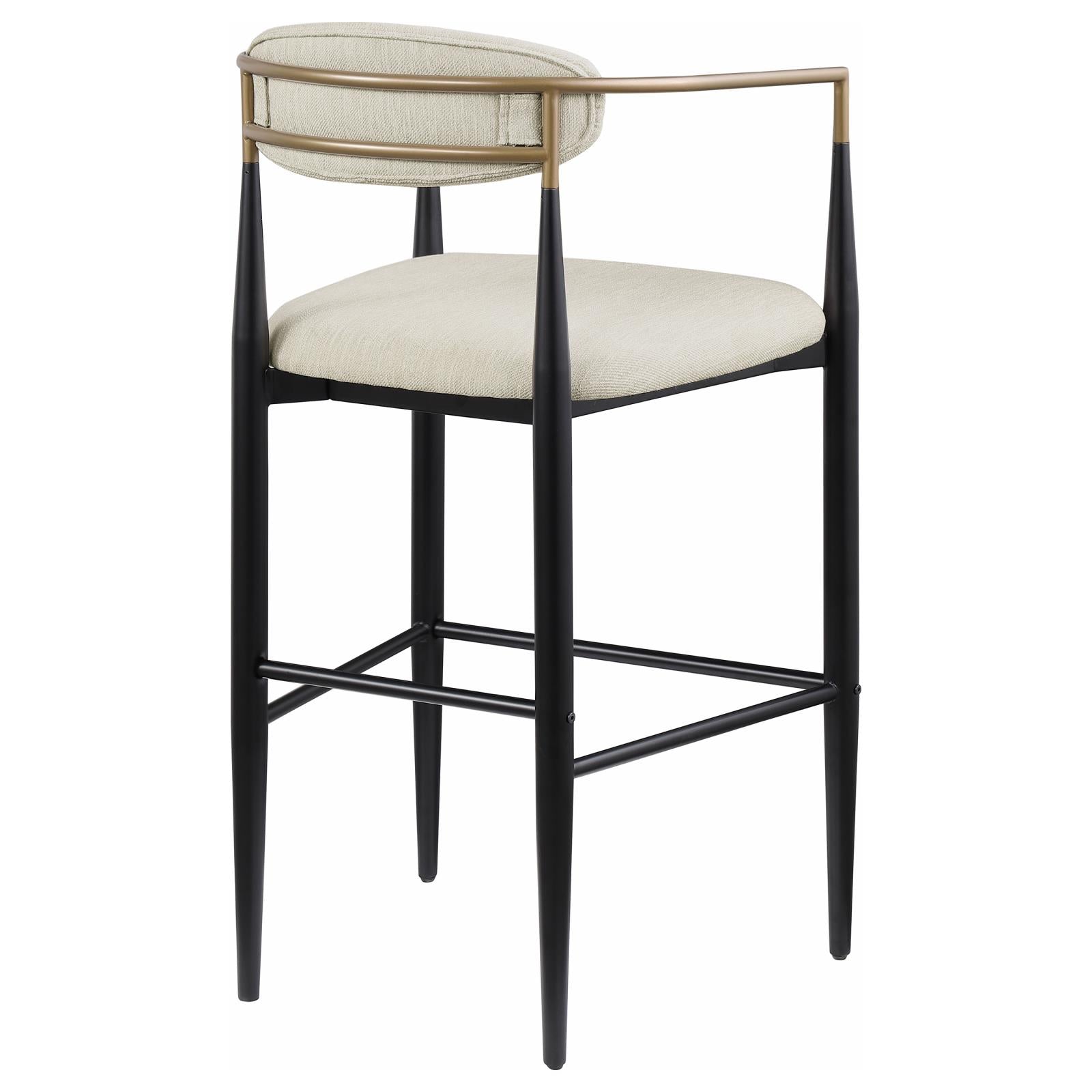 Tina Metal Pub Height Bar Stool with Upholstered Back and Seat Beige (Set of 2) - 121187 - Bien Home Furniture &amp; Electronics