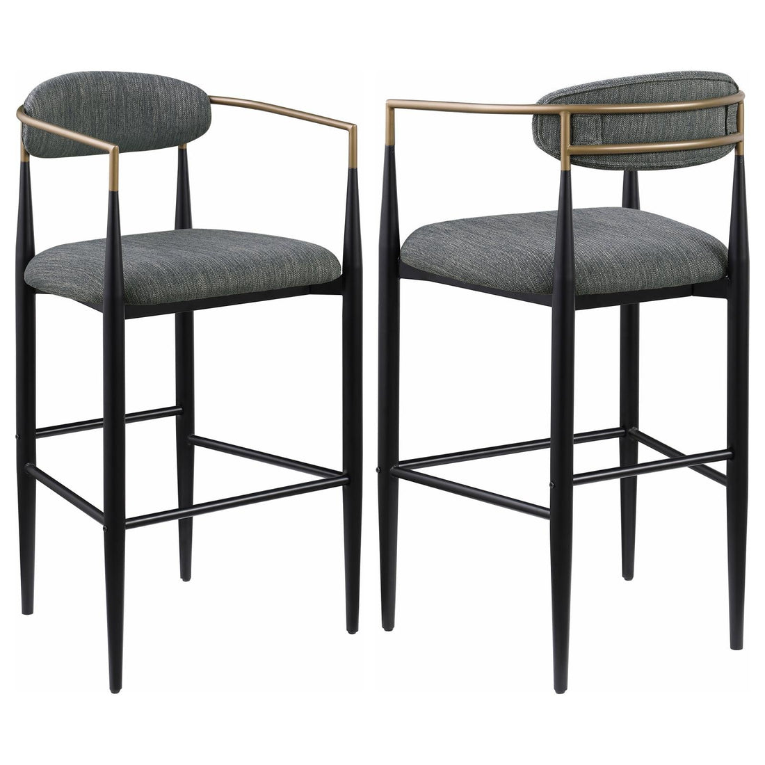 Tina Metal Pub Height Bar Stool with Upholstered Back and Seat Dark Grey (Set of 2) - 121189 - Bien Home Furniture &amp; Electronics