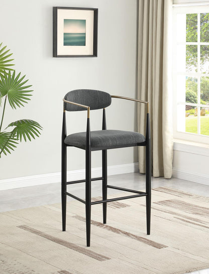 Tina Metal Pub Height Bar Stool with Upholstered Back and Seat Dark Grey (Set of 2) - 121189 - Bien Home Furniture &amp; Electronics
