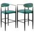 Tina Metal Pub Height Bar Stool with Upholstered Back and Seat Green (Set of 2) - 121188 - Bien Home Furniture & Electronics