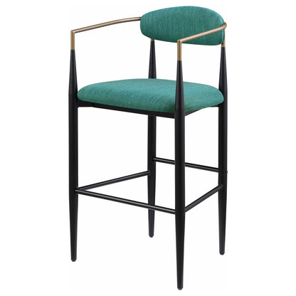 Tina Metal Pub Height Bar Stool with Upholstered Back and Seat Green (Set of 2) - 121188 - Bien Home Furniture &amp; Electronics