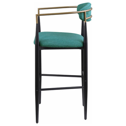 Tina Metal Pub Height Bar Stool with Upholstered Back and Seat Green (Set of 2) - 121188 - Bien Home Furniture &amp; Electronics