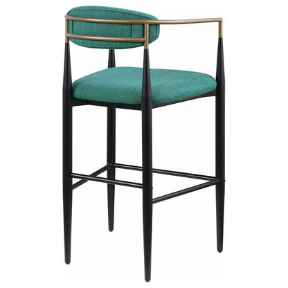 Tina Metal Pub Height Bar Stool with Upholstered Back and Seat Green (Set of 2) - 121188 - Bien Home Furniture &amp; Electronics