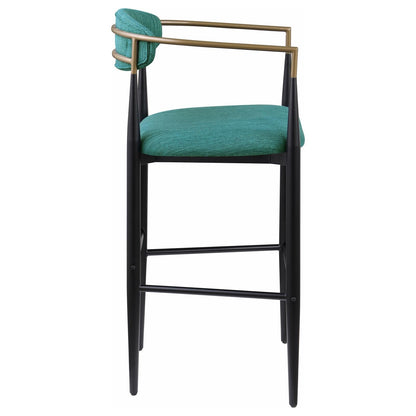 Tina Metal Pub Height Bar Stool with Upholstered Back and Seat Green (Set of 2) - 121188 - Bien Home Furniture &amp; Electronics