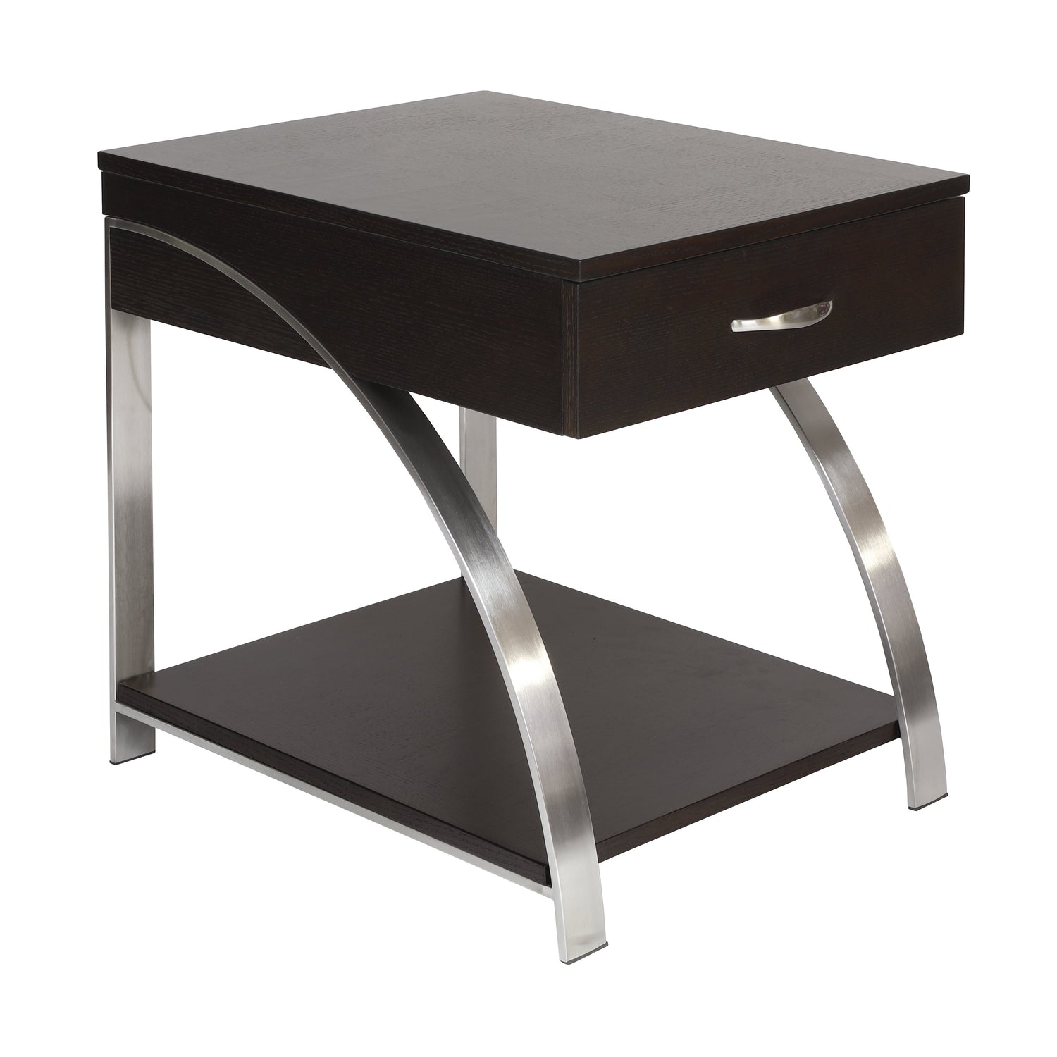 Tioga Espresso/Chrome End Table - 3533RF-04 - Bien Home Furniture &amp; Electronics