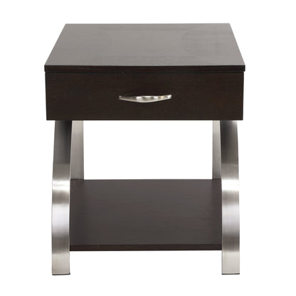 Tioga Espresso/Chrome End Table - 3533RF-04 - Bien Home Furniture &amp; Electronics