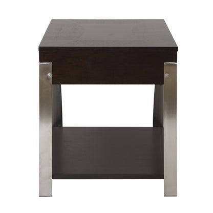 Tioga Espresso/Chrome End Table - 3533RF-04 - Bien Home Furniture &amp; Electronics