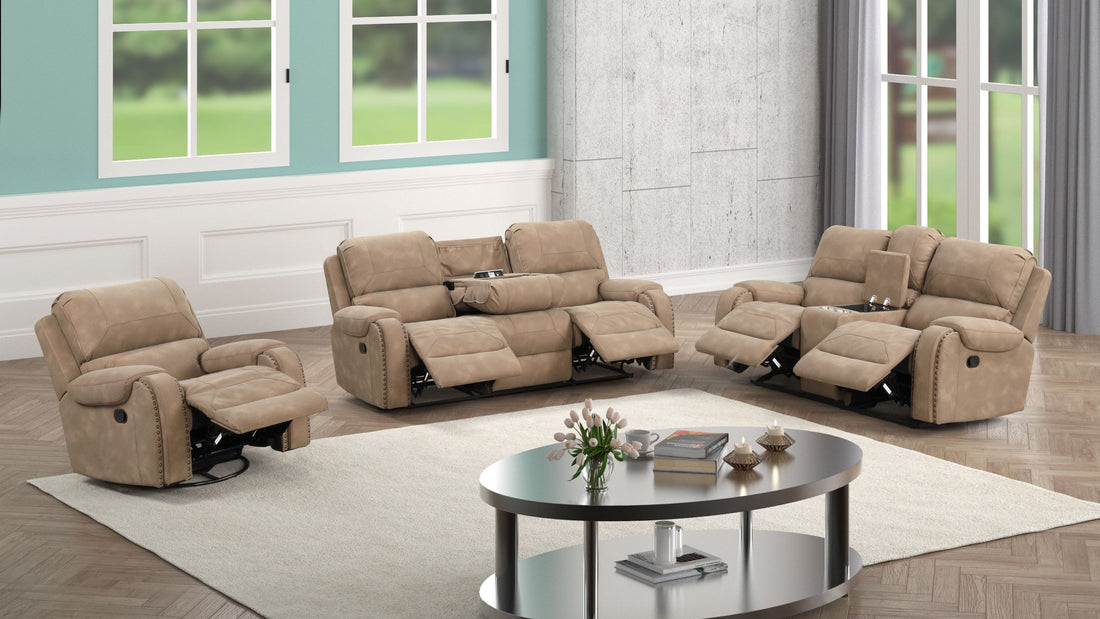 Titan1001-Latte OVERSIZED 3pc Reclining Set - Titan1001 LATTE - Bien Home Furniture &amp; Electronics