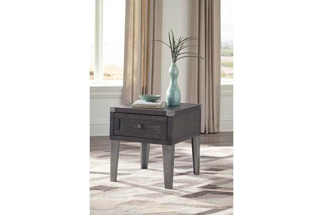 Todoe Dark Gray End Table with USB Ports &amp; Outlets - T901-3 - Bien Home Furniture &amp; Electronics