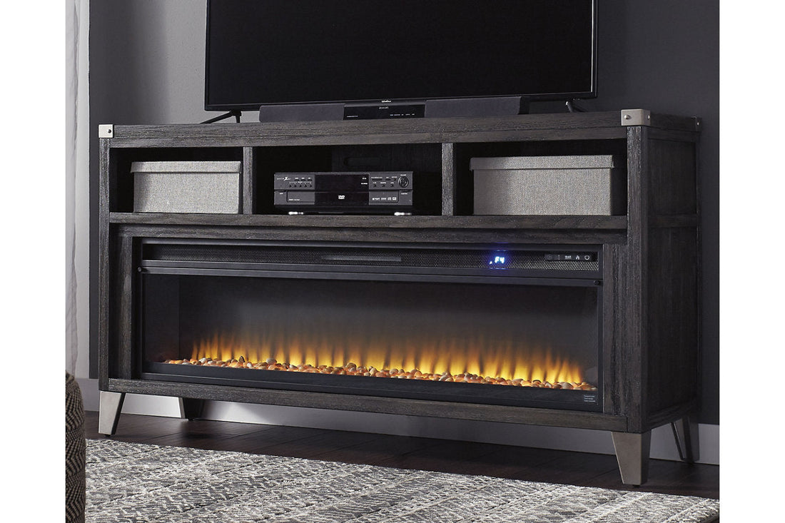 Todoe Gray 65&quot; TV Stand with Electric Fireplace - SET | W100-22 | W901-68 - Bien Home Furniture &amp; Electronics