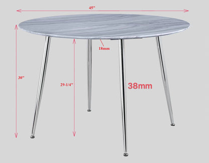 Tola Silver Glass-Top Round Dining Table - SET | 1173T-45RD-TOP | 1173T-45RD-LEG - Bien Home Furniture &amp; Electronics
