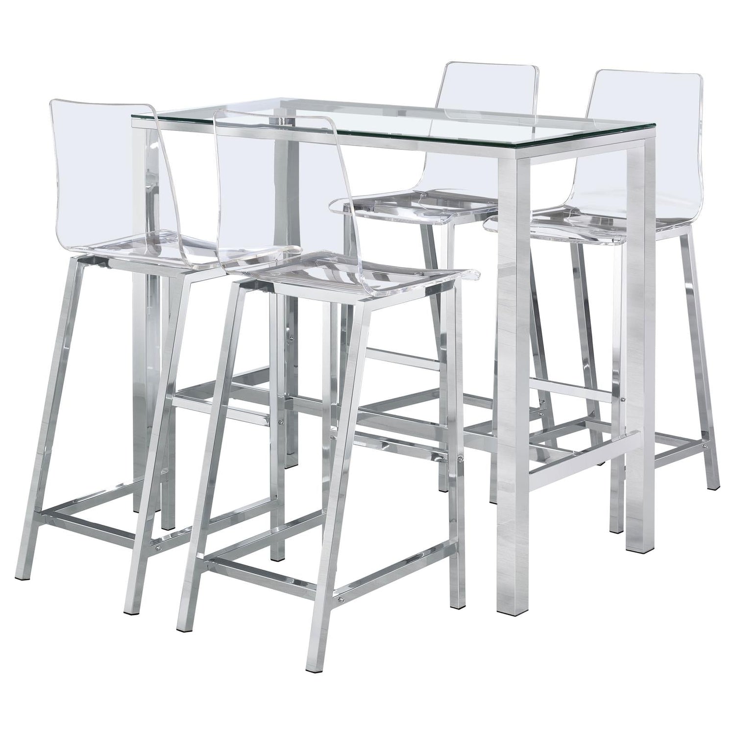 Tolbert 5-piece Bar Set with Acrylic Chairs Clear and Chrome - 104873-S5 - Bien Home Furniture &amp; Electronics