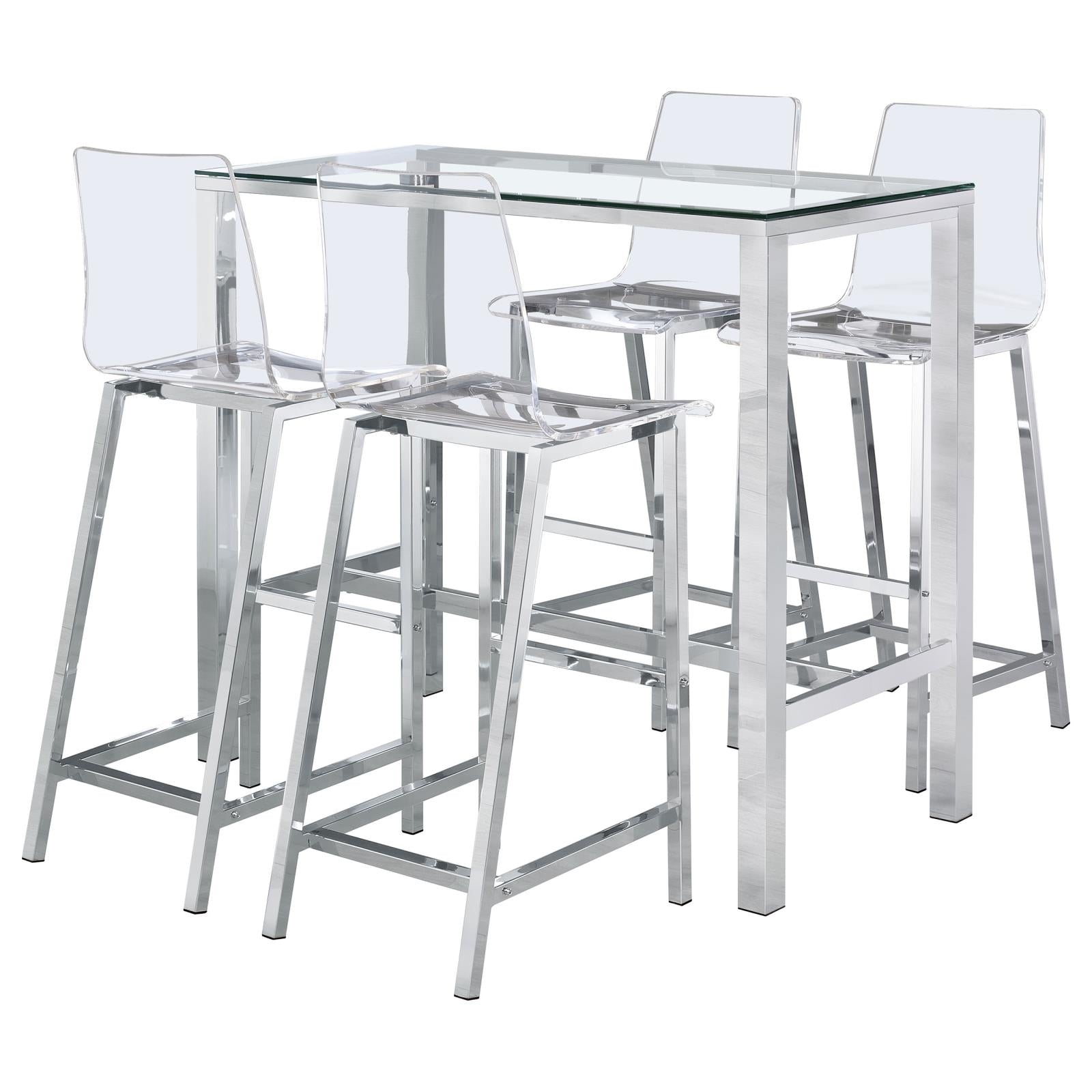 Tolbert 5-piece Bar Set with Acrylic Chairs Clear and Chrome - 104873-S5 - Bien Home Furniture &amp; Electronics