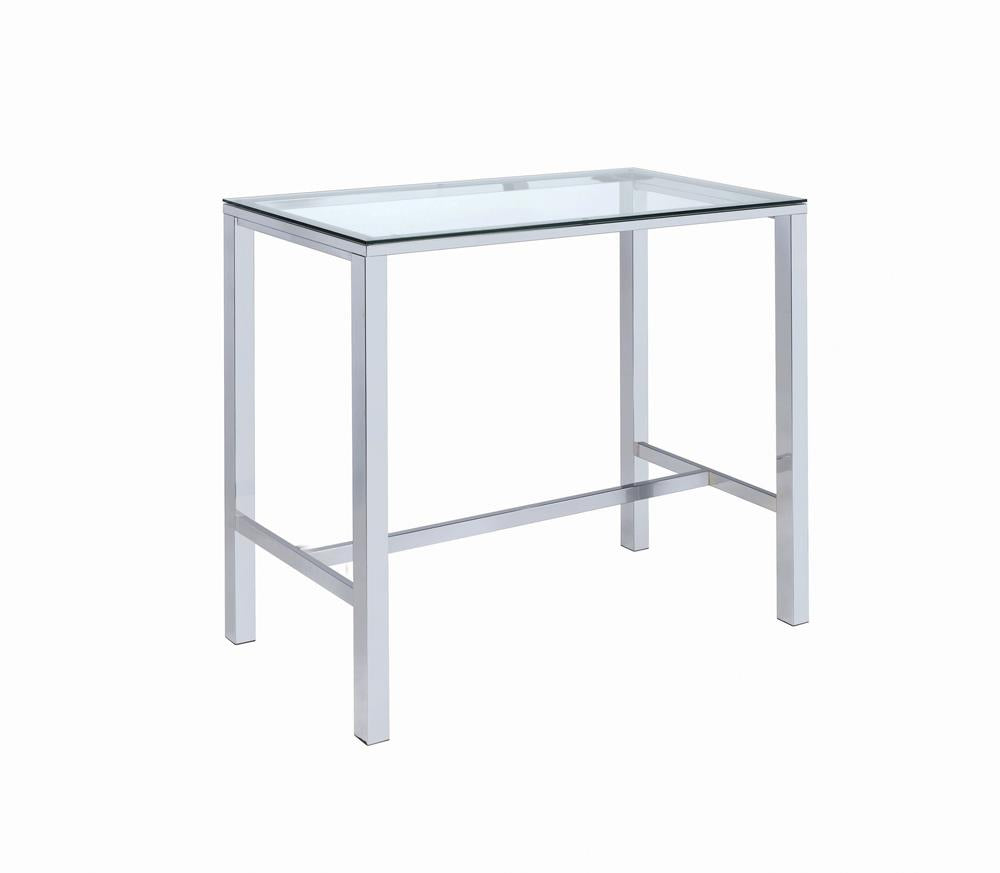 Tolbert Chrome Bar Table with Glass Top - 104873 - Bien Home Furniture &amp; Electronics