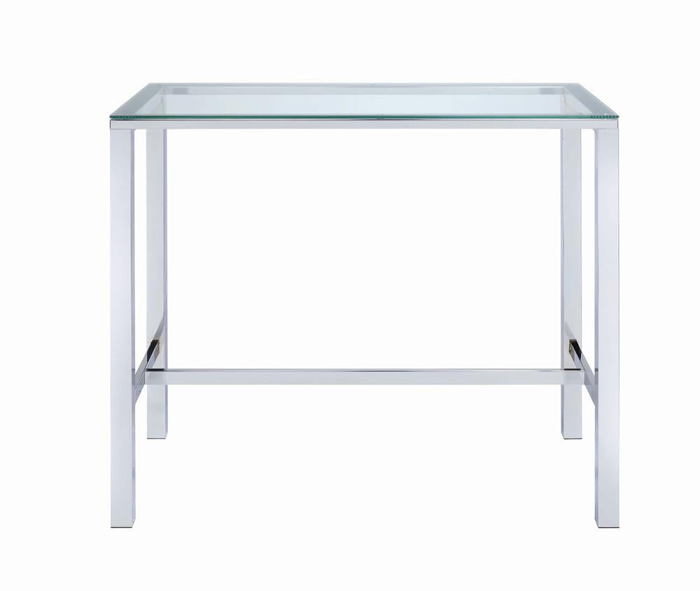 Tolbert Chrome Bar Table with Glass Top - 104873 - Bien Home Furniture &amp; Electronics