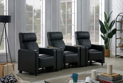 Toohey Home Theater Push Back Recliner Black - 600181 - Bien Home Furniture &amp; Electronics