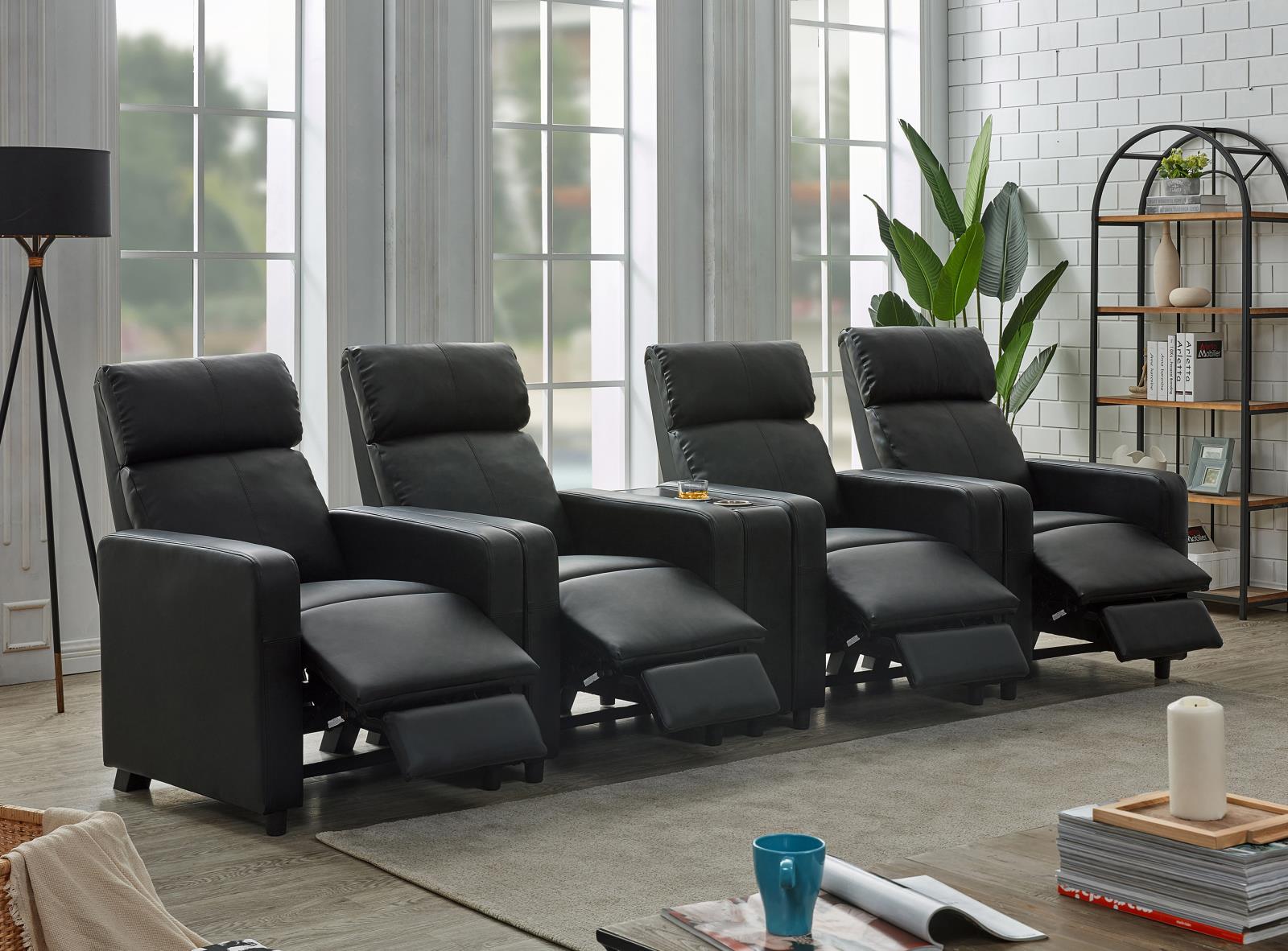 Toohey Home Theater Push Back Recliner Black - 600181 - Bien Home Furniture &amp; Electronics