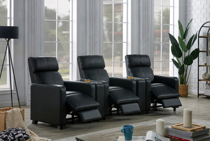 Toohey Upholstered Tufted Recliner Living Room Set Black - 600181-S3A - Bien Home Furniture &amp; Electronics
