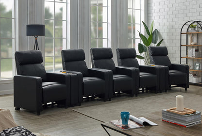 Toohey Upholstered Tufted Recliner Living Room Set Black - 600181-S5B - Bien Home Furniture &amp; Electronics