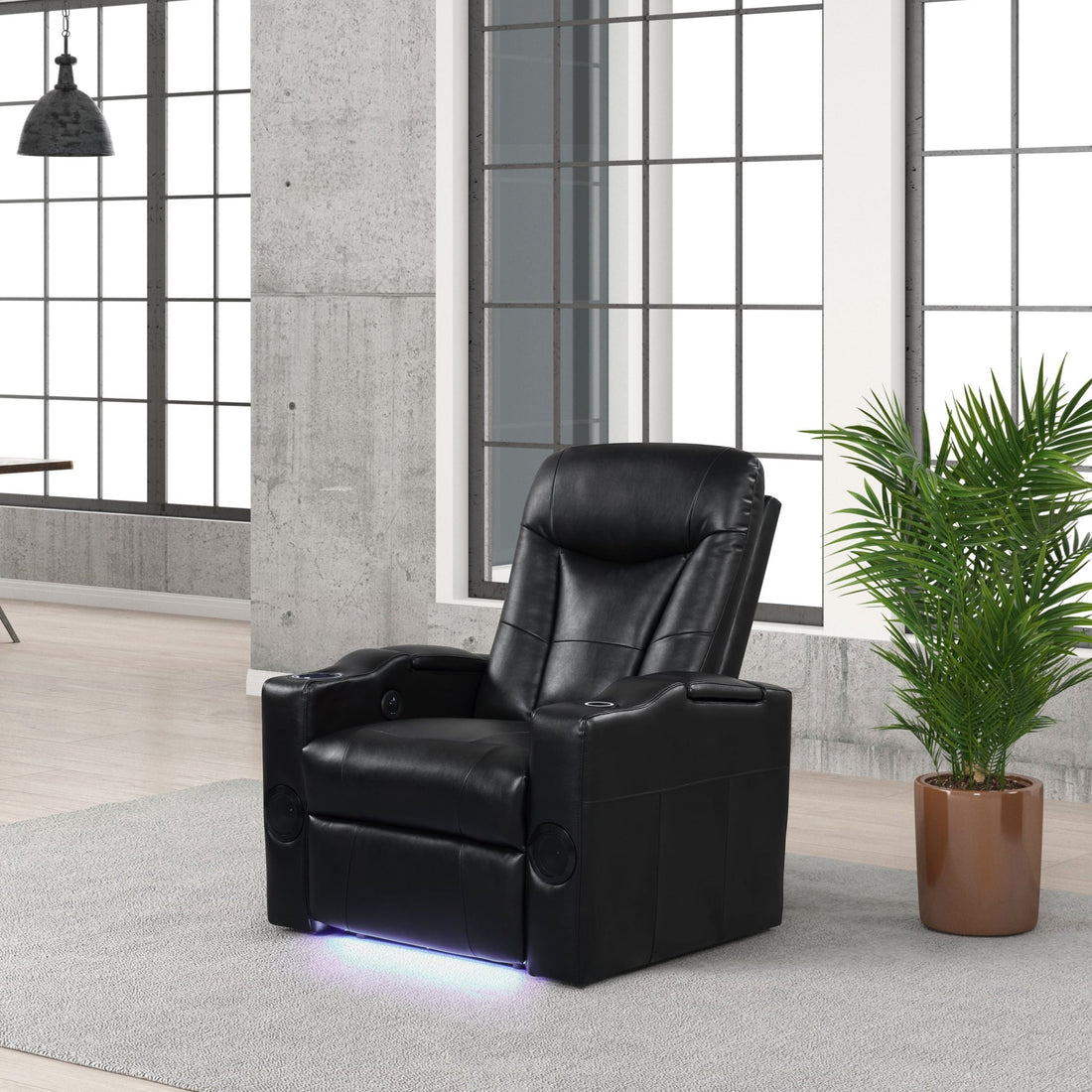 TOPGUN Black - Power Recliner (Bluetooth Speaker + Led Light) - TOPGUN BLACK - Bien Home Furniture &amp; Electronics