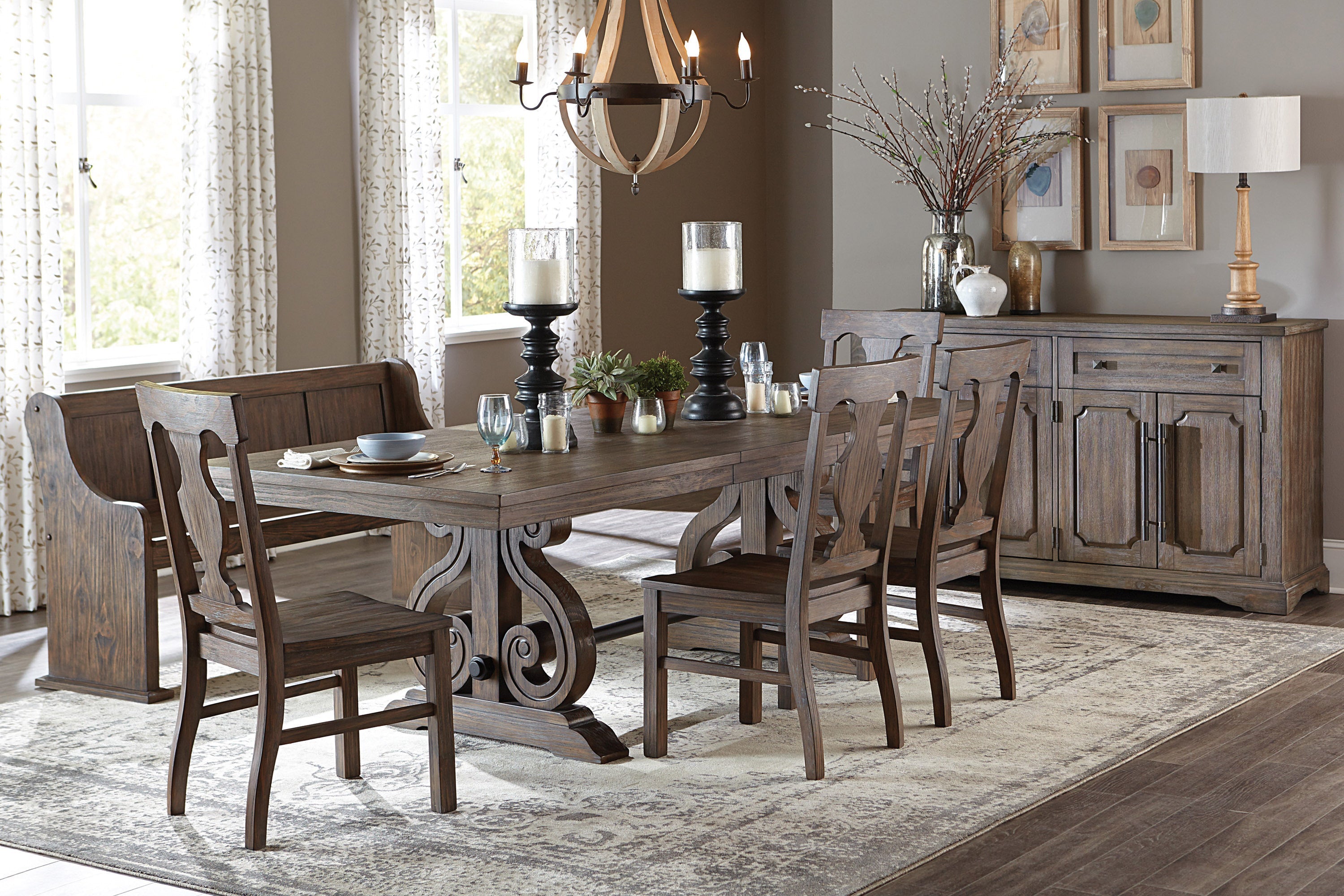 Toulon Dark Oak Extendable Dining Table - SET | 5438-96 | 5438-96B - Bien Home Furniture &amp; Electronics