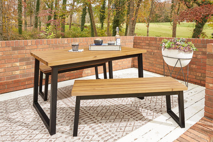 Town Wood Brown/Black Outdoor Dining Table Set, Set of 3 - P220-115 - Bien Home Furniture &amp; Electronics