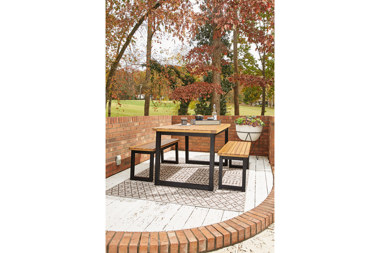 Town Wood Brown/Black Outdoor Dining Table Set, Set of 3 - P220-115 - Bien Home Furniture &amp; Electronics