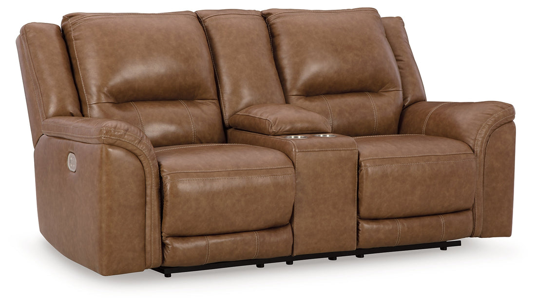 Trasimeno Caramel Power Reclining Loveseat with Console - U8281518 - Bien Home Furniture &amp; Electronics