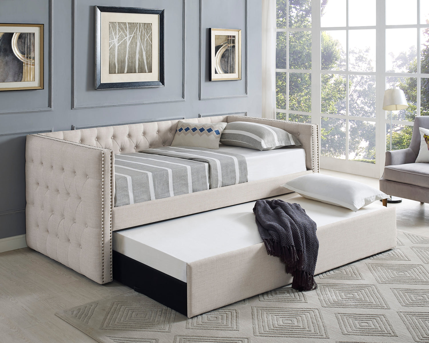 Trina Ivory Twin Daybed - SET | 5335IV-ARM | 5335IV-BACK - Bien Home Furniture &amp; Electronics