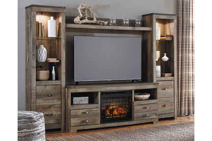 Trinell Brown 4-Piece Entertainment Center with Electric Fireplace - SET | W100-101 | W446-24(2) | W446-27 | W446-68 - Bien Home Furniture &amp; Electronics