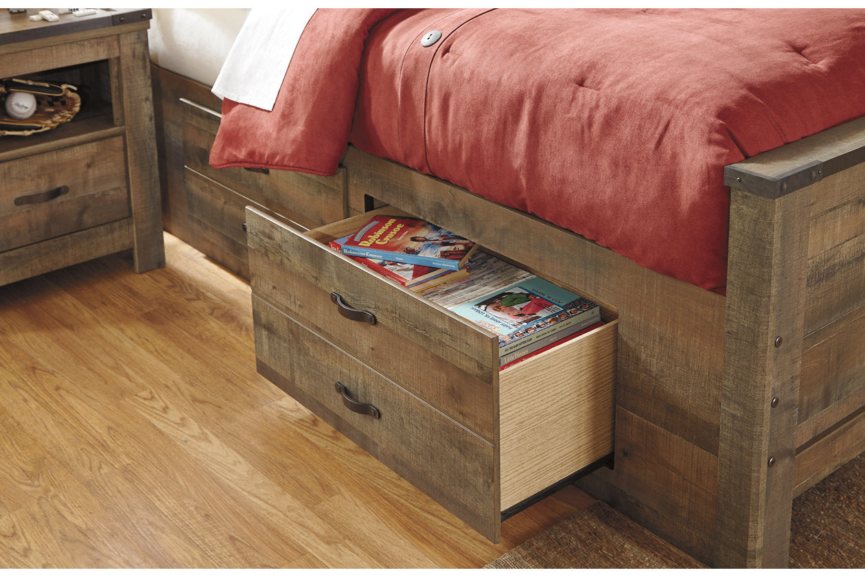 Trinell Brown Full Bookcase Bed with 2 Storage Drawers - SET | B100-12 | B446-50 | B446-65 | B446-84 - Bien Home Furniture &amp; Electronics