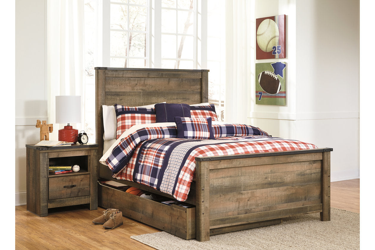 Trinell Brown Full Panel Bed with 1 Large Storage Drawer - SET | B100-12 | B446-60 | B446-84 | B446-86 | B446-87 - Bien Home Furniture &amp; Electronics