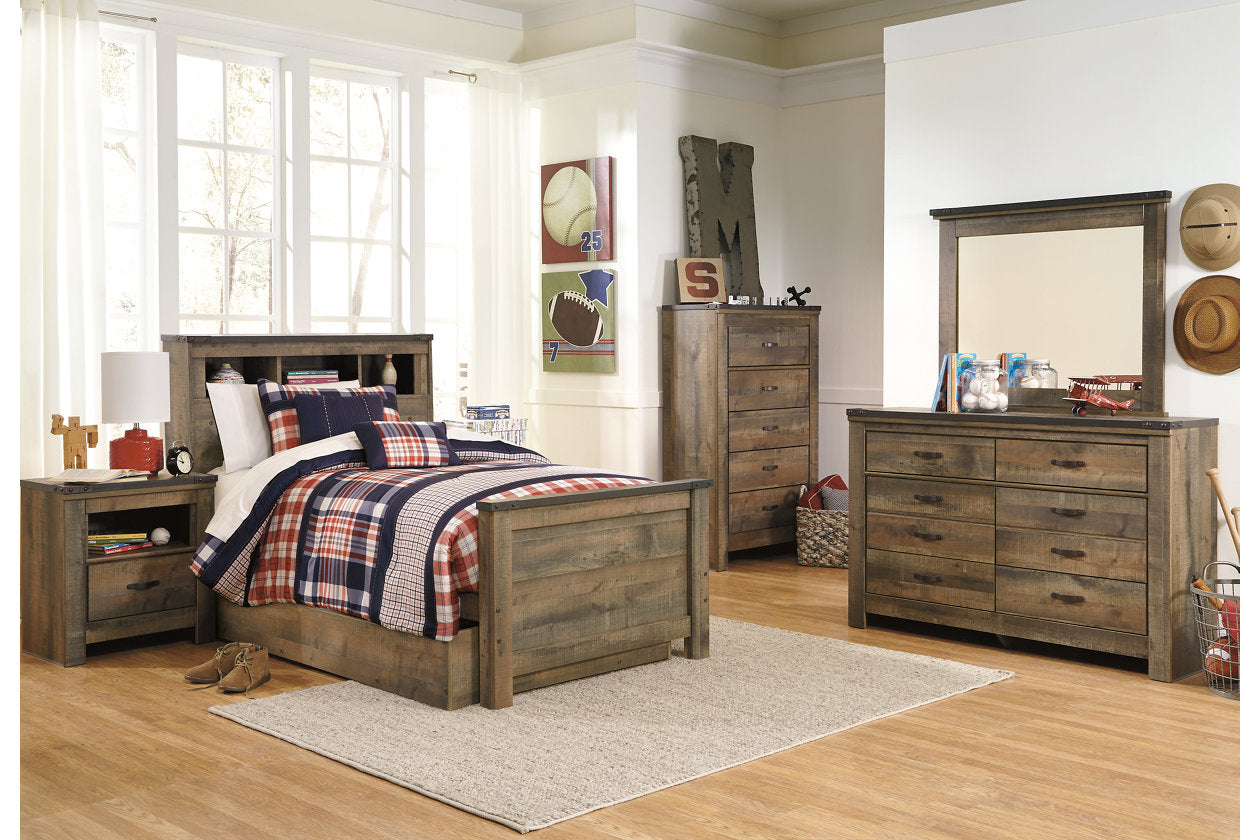 Trinell Brown Twin Bookcase Bed with 1 Large Storage Drawer - SET | B100-11 | B446-52 | B446-60 | B446-63 | B446-83 - Bien Home Furniture &amp; Electronics
