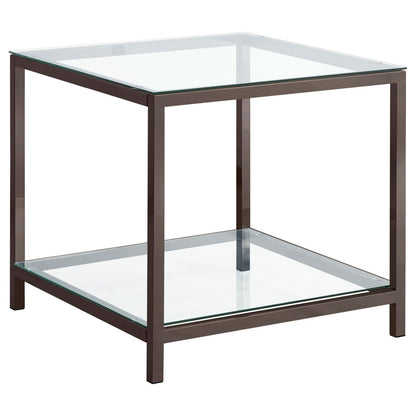 Trini End Table with Glass Shelf Black Nickel - 720227 - Bien Home Furniture &amp; Electronics