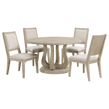 Trofello 5-piece Round Dining Set White Washed - 123120-S5 - Bien Home Furniture &amp; Electronics