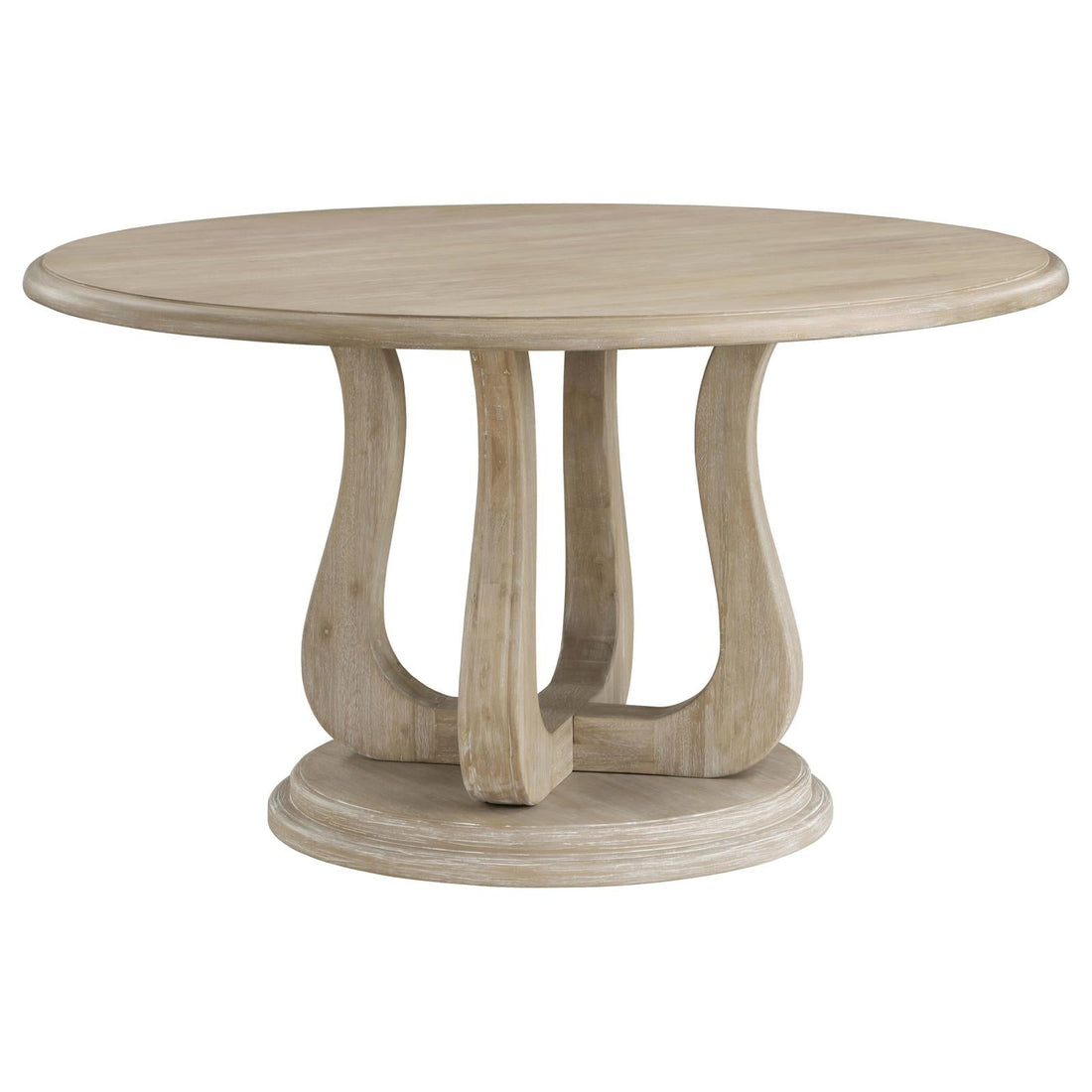 Trofello Round Dining Table with Curved Pedestal Base White Washed - 123120 - Bien Home Furniture &amp; Electronics