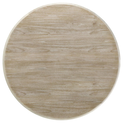 Trofello Round Dining Table with Curved Pedestal Base White Washed - 123120 - Bien Home Furniture &amp; Electronics