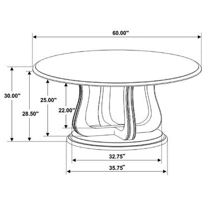 Trofello Round Dining Table with Curved Pedestal Base White Washed - 123120 - Bien Home Furniture &amp; Electronics