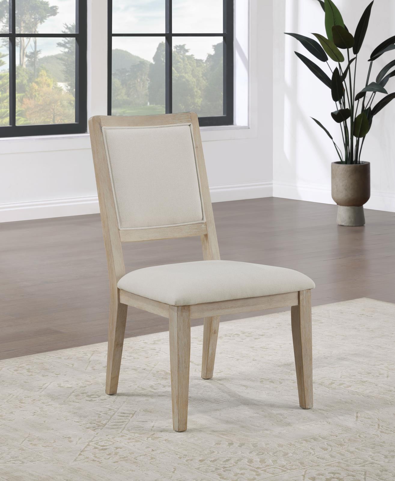 Trofello Upholstered Dining Side Chair White Washed and Beige (Set of 2) - 123122 - Bien Home Furniture &amp; Electronics