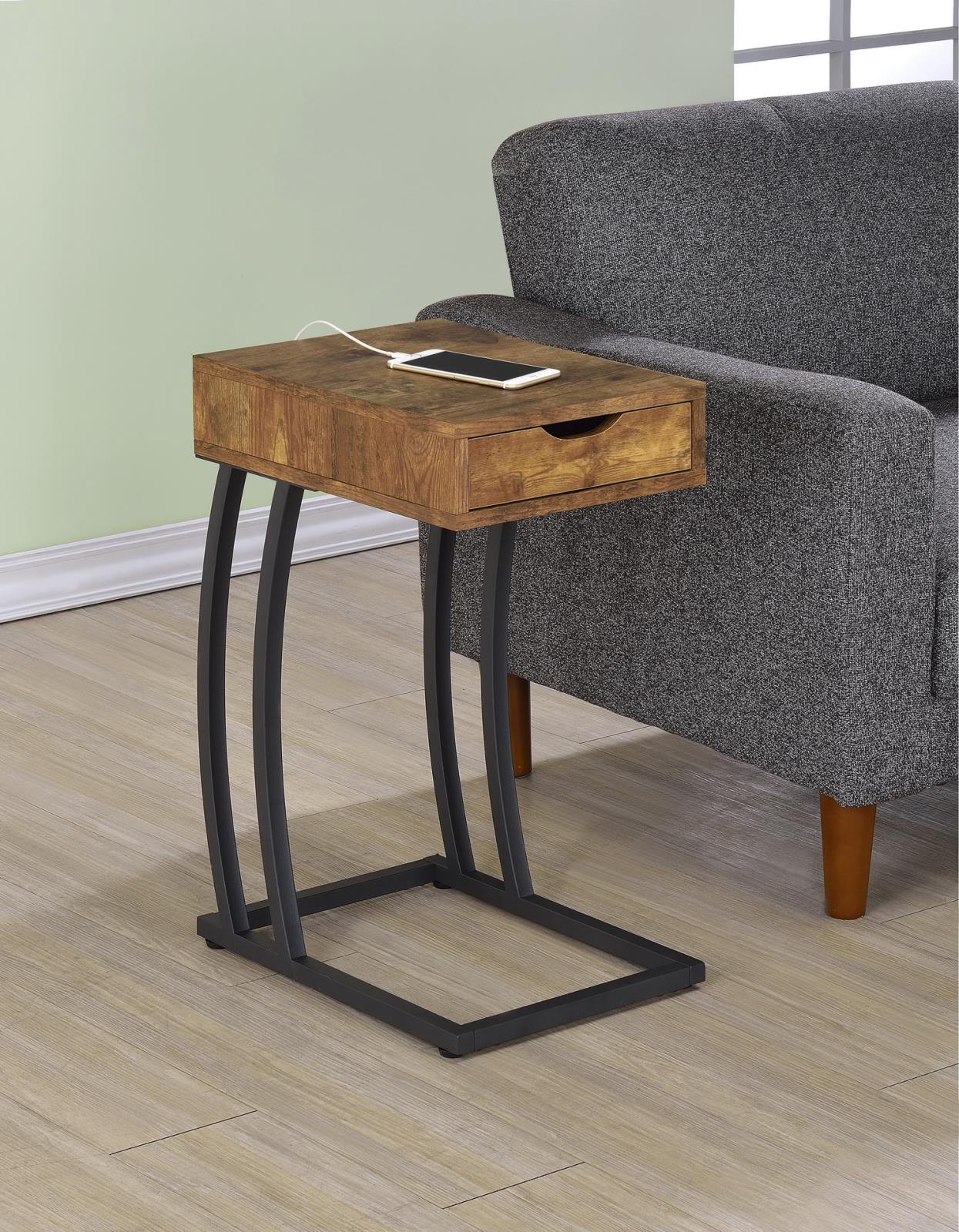 Troy Antique Nutmeg Accent Table with Power Outlet - 900577 - Bien Home Furniture &amp; Electronics