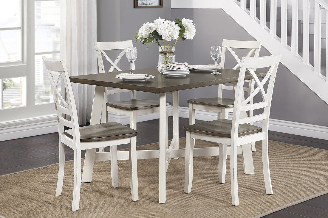 Troy Antique White 5-Piece Dining Set - 5777WH - Bien Home Furniture &amp; Electronics