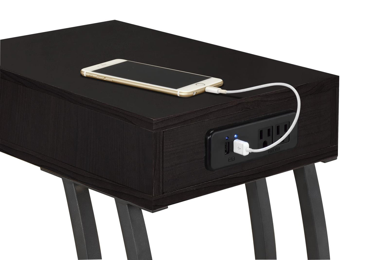 Troy Cappuccino Accent Table with Power Outlet - 900578 - Bien Home Furniture &amp; Electronics